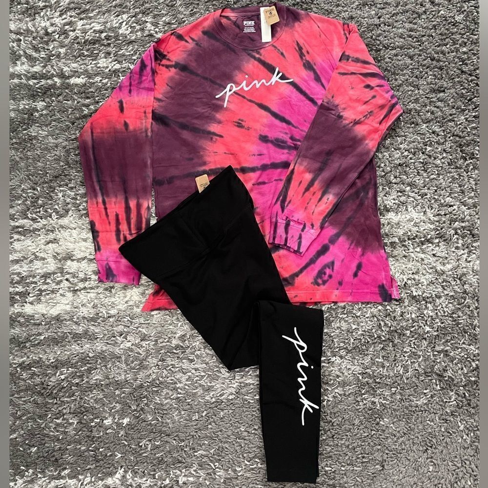 NWT PINK Victoria’s Secret Campus Long Sleeve T-Shirt and Leggings Set
